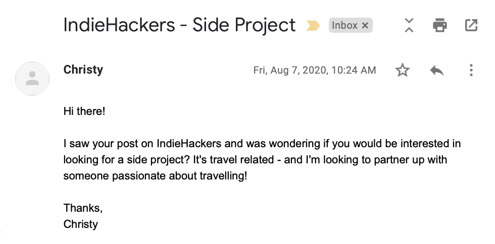 IndieHacker Email